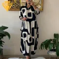 Women Retro Dress Floral Print Plus Size Maxi Dress with Pockets Loose Fit Long S ve O Neck A-line Ankle Length Women's Dress Spring Women Dress. 
