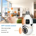 Bulb Camera Wifi Dual Lens 360 View Auto Tracking Colour Night Vision. 