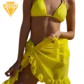 Casual Beach Skirt Lace-up Ruffle Trim Beach Skirt Swim Cover Up for Women Sunscreen Washable Solid Color Casual Bikini Cover Up Perfect for Summer Fun. 