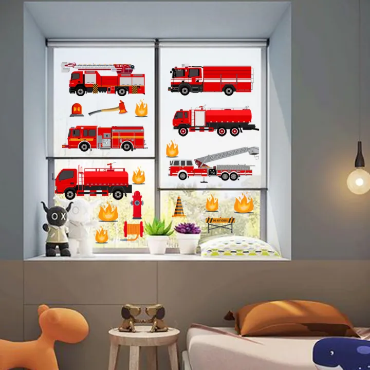 Cartoon%20Fire%20Truck%20Wall%20Decor%20Decals%20Kids%20Room%20Playroom%20Bedroom%20Firetruck%20Poster%20Mural%20Wall%20Stickers%20Kids%20Room%20Nursery%20Decor%20-%20Image%204