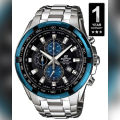Casio Edifice Black Blue Metal Analog Watch For Men. 