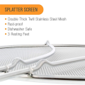 13Inch Stainless Steel Fine Mesh Splatter Screen with Resting Feet Kitchen Oil Spill Prevention Net Cover. 