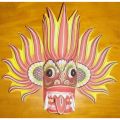 Sri Lankan Wooden Mask 6"Traditional Devil Home Decor Hanging Mask Size 6 inch (Ginidal Raksha). 