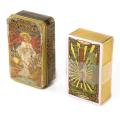 【Hot selling items】Golden Art Nouveau Tarot Deck In A Tin Box Gilded Edge for Fortune Telling Game Card. 