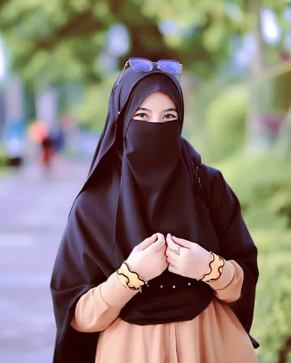 muslim%20Women%20girls%20Hijab%20black%20color%20single%20half%20Niqab%20Face%20Cover%20Scarf%20Shawl%20-%20Image%204