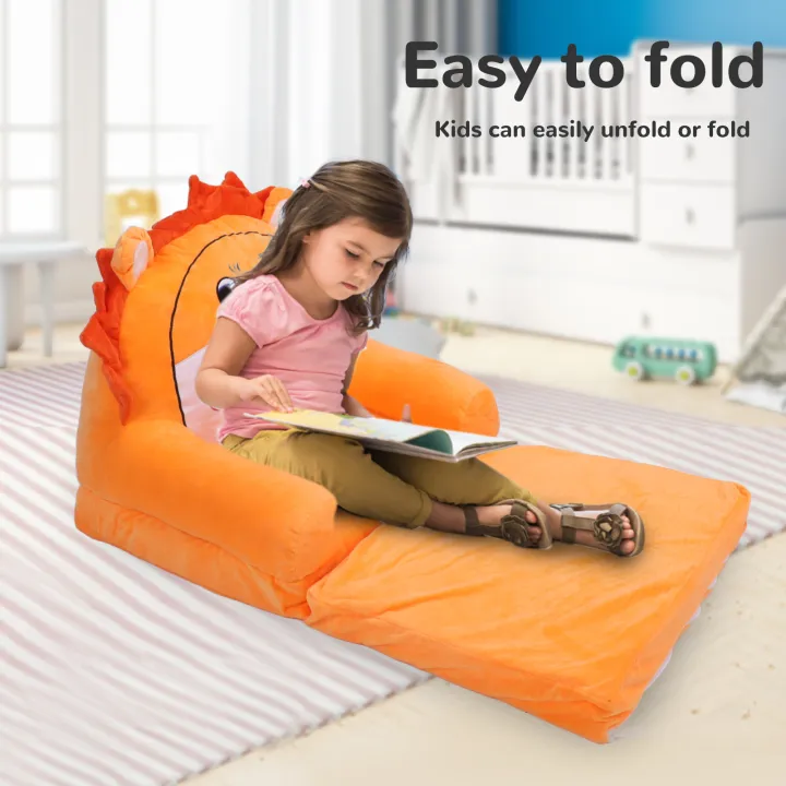 Foldable%20Kids%20Sofa%20Soft%20Flip%20Open%20Cartoon%20Animal%20Toddler%20Couch%20Orange%202%20Layers%20-%20Image%207