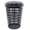 Round Shape Home Dirty Clothes Storage Extra Large Plastic Laundry Basket with Lid - BLACK. 