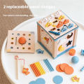KOKKO 9 In 1 Toddler Activity Cube Shape Sorting & Matching Wooden Educational Toys Gifts For Boys And Girls. 