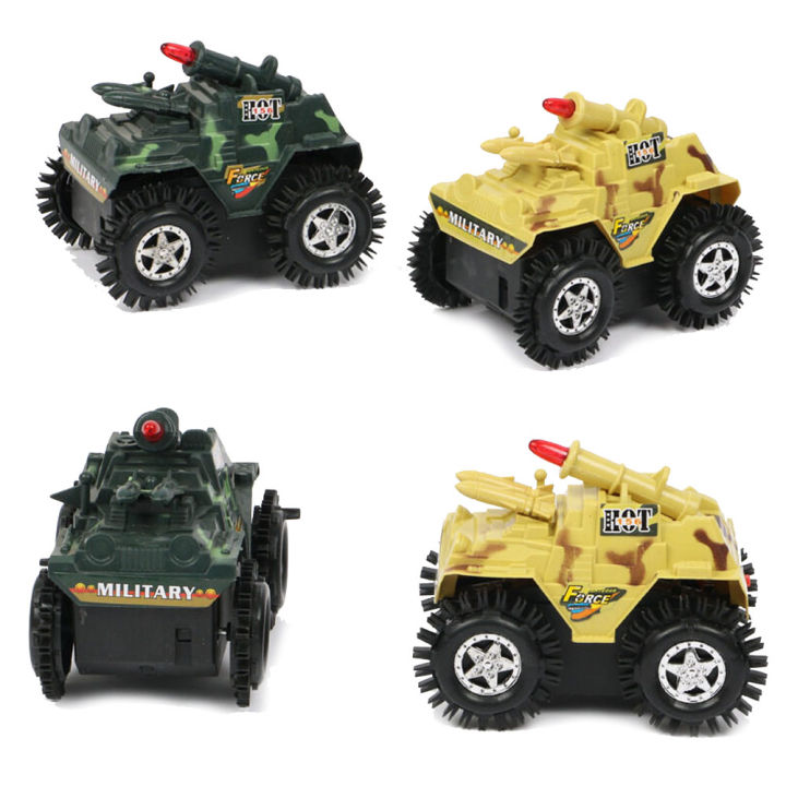 Military Tank Tumbling Tank, Bump and Go Action Toy Car For Kids