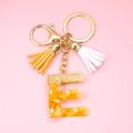 Orange Color 26 Initials Letter Keyrings with Tassels Handbag Key Chain Pendant Ornaments Acrylic Alphabet Keychains Accessories. 