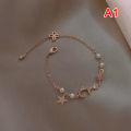 Fashion Star Moon Zircon Pendant Bracelet Cute Pearl Alloy Bracelets for Girls Party Jewelry Gift FashionZone. 