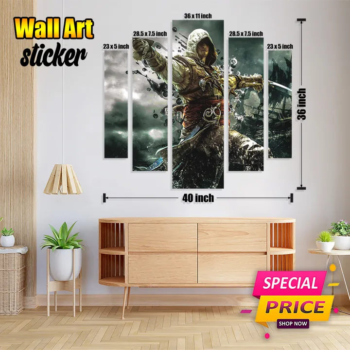 Wall%20arts,%20Wall%20Sticker%20Design%20decoration%20home%20bedroom%20office%20wall%20sticker%20gaming%20room%20Digital%20Printed%20Wall%20Art%20With%20Sticker%20-%20Five(5)%20Pieces%20-%20Image%205