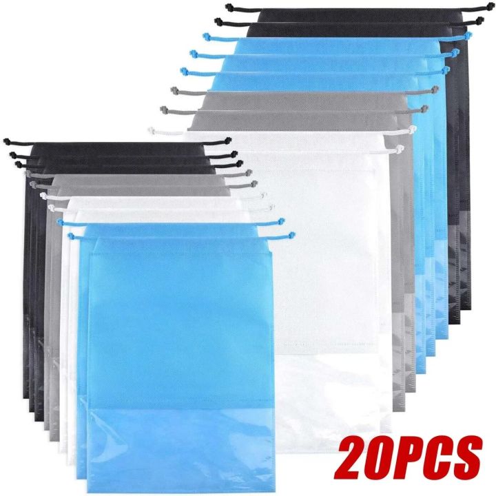 [HOT] 20Pcs Travel Shoe Bags Dustproof Drawstring Storage Bags Non Woven Fabric Pouch Shoe Organizer Trave Shoe Bag Organizer Portable
