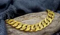Gold Plated High Quality Machine Cut Big Wide Albert Bracelet Box clasps 19CM gift items for boys. 