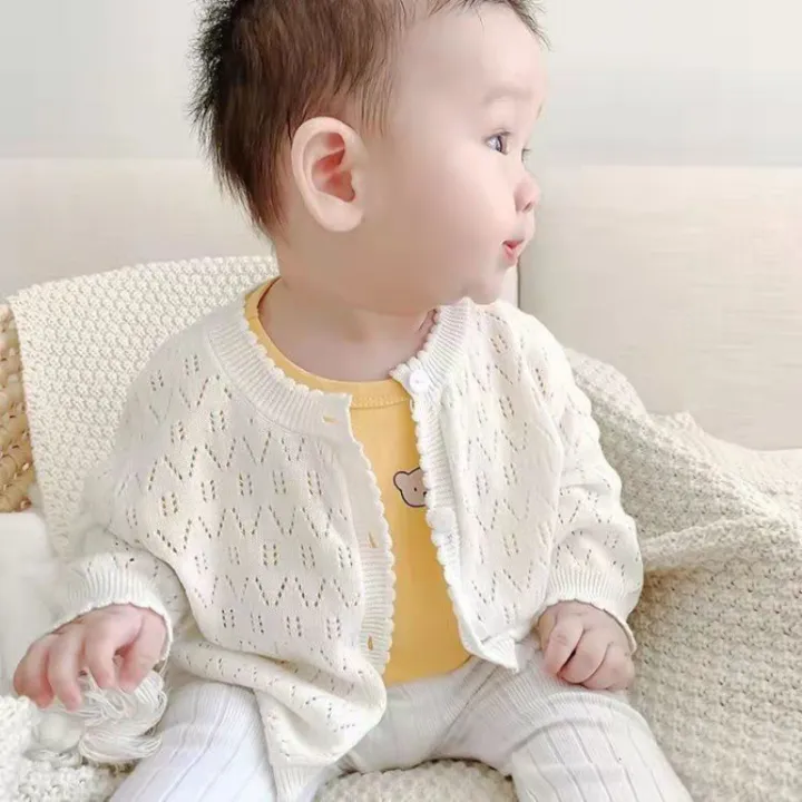 Summer%20New%20Child%20Air%20Conditioner%20Cardigan%20Thin%20Baby%20Summer%20Wear%20Baby%20Knitted%20Hollow%20Long%20Sleeve%20Sweater%20-%20Image%203