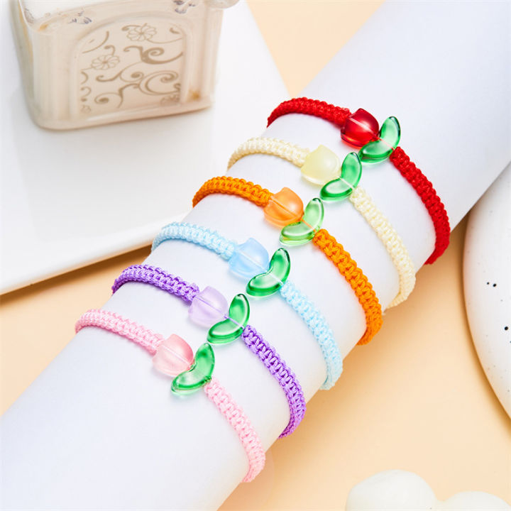 Elegant Tulip Charm Bracelet Handmade Braided Rope Fashion Sweet Flower Adjustable Bracelet Wristband Friendship Jewelry Gifts ANLAN