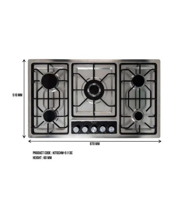 5%20Burner%20Silver%20Stainless%20Steel%20Gas%20Cooker/Cooker%20Hob%20%E2%80%93%20Euro%20-%20Image%204