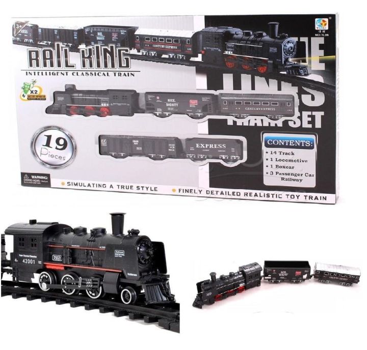 Train Set - Rail King - 19pcs Set - Large Size - Battery Operated Toy Train With Track