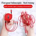 3A 3 in 1 retractable usb cable for iPhone 11 12 pro max charging type c cable phone charger micro usb for xiaomi redmi note 10s. 