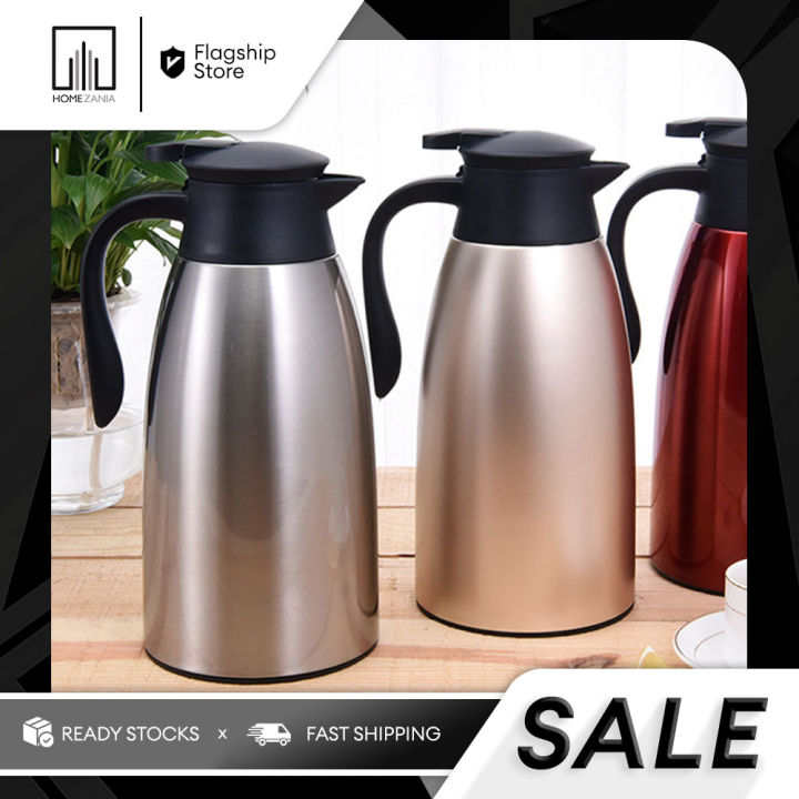 Home Zania 2.0L Stainless Steel Vacuum Flask Hot Water Coffee Jug Thermos Kettle European Style