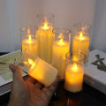 Led Flameless Electric Candles Lamp Acrylic Glass Battery Flickering Fake Tealight Candle Bulk for Wedding. 
