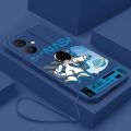 [Free Strap] OPPO Reno11 F reno 11F reno11 Pro 5G Smile Astronaut Square Phone Case Liquid Silicon Soft Casing nasa Cover. 
