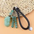 【Miga Plaza】SHIBEN Creative Classic Bag Pendant Car Key Chain Braided Rope DIY Making Natural Stone Luckly Pendant Pixiu Car Pendant Carved Jade Keychains Pendant Keychain. 