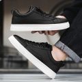 Men's Shoes Summer New Breathable White Shoes Thick Bottom Black Board Shoes Versatile Work Waterproof Non-Slip Pure Black Shoes Men. 