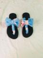 Black Rubber Slipper for Girls with Nice Designs made from Velboa  materials. 