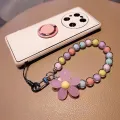 Phone Anti-lost Lanyard Key Short Wrist Pendant Colorful Macaron Round Bead Pendant Women's Hand-held Chain Mobile Phone Lanyard ANLAN. 