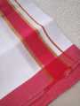 Cotton White 3.7 Meters Length Veshti with Colored Border. 