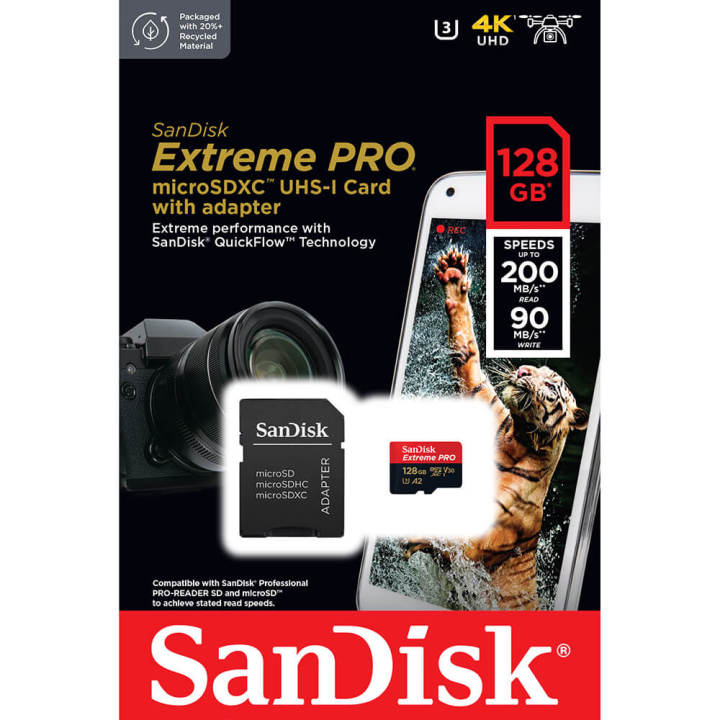 SanDisk Extreme Pro 128GB Micro SD Memory Card 200MB/s UHS-I Card 4K