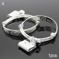 Baby Silver Plated Adjustable Embossing Bell Bangle Jewelry. 