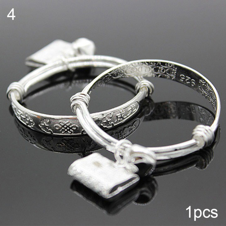 Baby%20Silver%20Plated%20Adjustable%20Embossing%20Bell%20Bangle%20Jewelry%20-%20Image%203