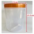 Soap Powder Bucket 2.5kg can put High Quality Durable Attractive Transparent Plastic Curry Biscuit Grain Food Storage Container with Very Good Sealed ORANGE GOLD Lid Fully Air Tight Ants cannot enter. 