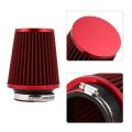 【Red】 Universal Car Air Filter 76mm 3 Inch H:90mm High Car Cold Air Filter Aluminum Non-woven Fabric Rustproof. 