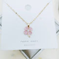 Korean Color Opal Four-Leaf Clover Titanium Steel Necklace Female Temperament Sweet Beauty Student Wild Clavicle Chain. 