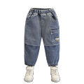 Children's Jeans Spring and Autumn Blue Denim Long Pants Kids Boys Cargo Jeans Toddler Baby Boy Trousers Casual 2-6y. 