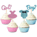 Kitchen accessories 12Pcs Boy or Girl Cupcake Toppers Food Dessert Cake Picks for Gender Reveal Party Decoration Supplies Pink Blue Baby Shower Gift JUE. 