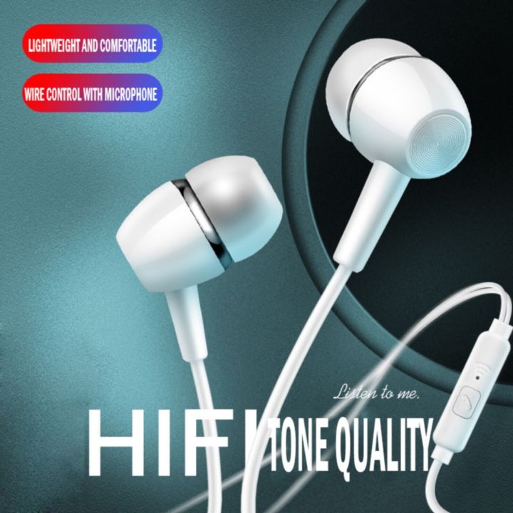 SUPER BASS White Earphones 3.5mm Connector with Mic - Super Quality Stereo Headset with 3.5mm jack - Stereo Handsfree / Handsfree Extra Bass Headphone Handsfree With Microphone Headphones Wired Earphones - MU35 WHITE