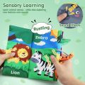 Baby Book Soft Cloth Books, Touch and Feel Crinkle Book for Toddler with Animal Tail Interactive Educational Teething Toy Gift, Infant Books Sensory Baby Book, Newborn Book 6-12 Month. 