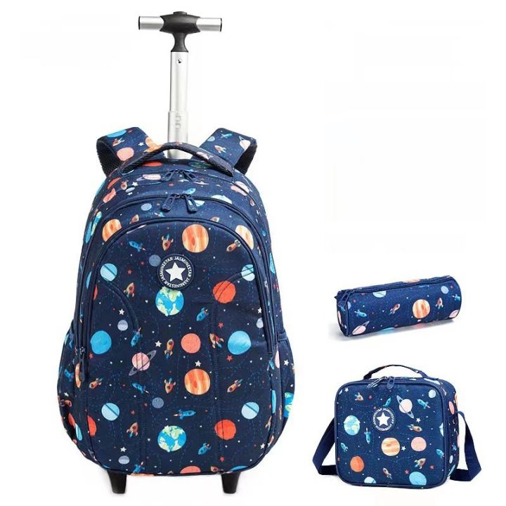 Kids Trolley Bag On Wheels School Wheeled Backpack For Boys Children School Rolling Backpack Girls Travel Luggage Trolley Bags