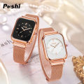 【ZIME】 New Style Ladies Fashion Casual Watches Luxury Brand Korean Version Rose gold Stainless Steel Bracelet Watch For Women  Waterproof Square Elegant Women Gift Wristwatch jam tangan perempuan. 