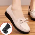 【ZOSR】Korea Fashion Flat women shoes Casual Work Shoes Non-slip Comfortable Shallow Mouth Leather Shoes. 
