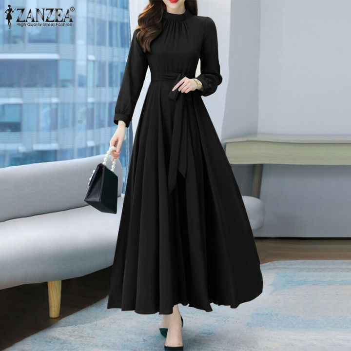ZANZEA%20Women%20Long%20Sleeve%20Party%20Evening%20Prom%20Dress%20A-Line%20Plain%20Tunic%20Maxi%20Dresses%20-%20Image%204