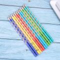 M&G Stationery Hole Pencil Colored Stick 12Pcs HB Children's Posture Correction Triangular Wooden Pencil Dip Top Easy To Grip. 