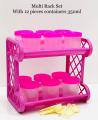 Plastic Kitchen Spices Bottles Organizer Good Quality Multi-Purpose 2 Layers Rack With 12 Pcs Spices Containers Set. 