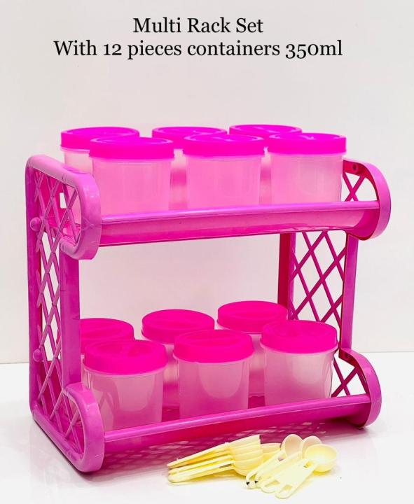 Plastic%20Kitchen%20Spices%20Bottles%20Organizer%20Good%20Quality%20Multi-Purpose%202%20Layers%20Rack%20With%2012%20Pcs%20Spices%20Containers%20Set%20-%20Image%202