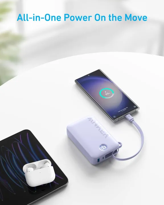 Anker Portable 20000mAh 22.5W Power Bank with Built-In USB-C Cable - A1647