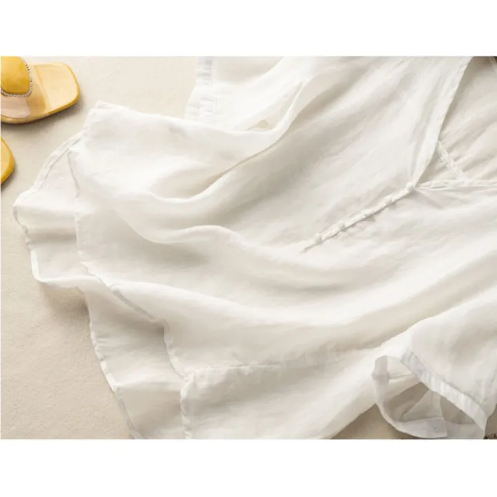 bellylady%20Women%20Cotton%20Linen%20Tops%20Retro%20Loose%20Solid%20Color%20Blouse%20Elegant%20V%20Neck%20Pullover%20Short%20Sleeves%20Shirt%20-%20Image%204